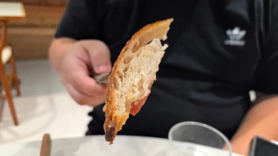 Toast served with basil cream cheese