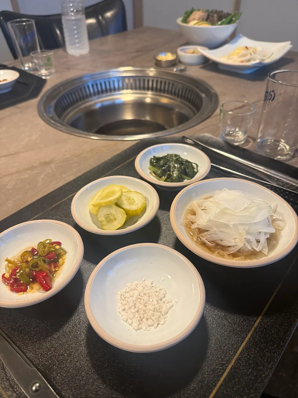 Korean beef meal with side dishes
