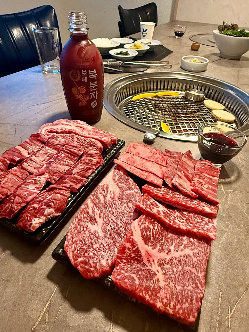 Charcoal grill prepared for Korean beef