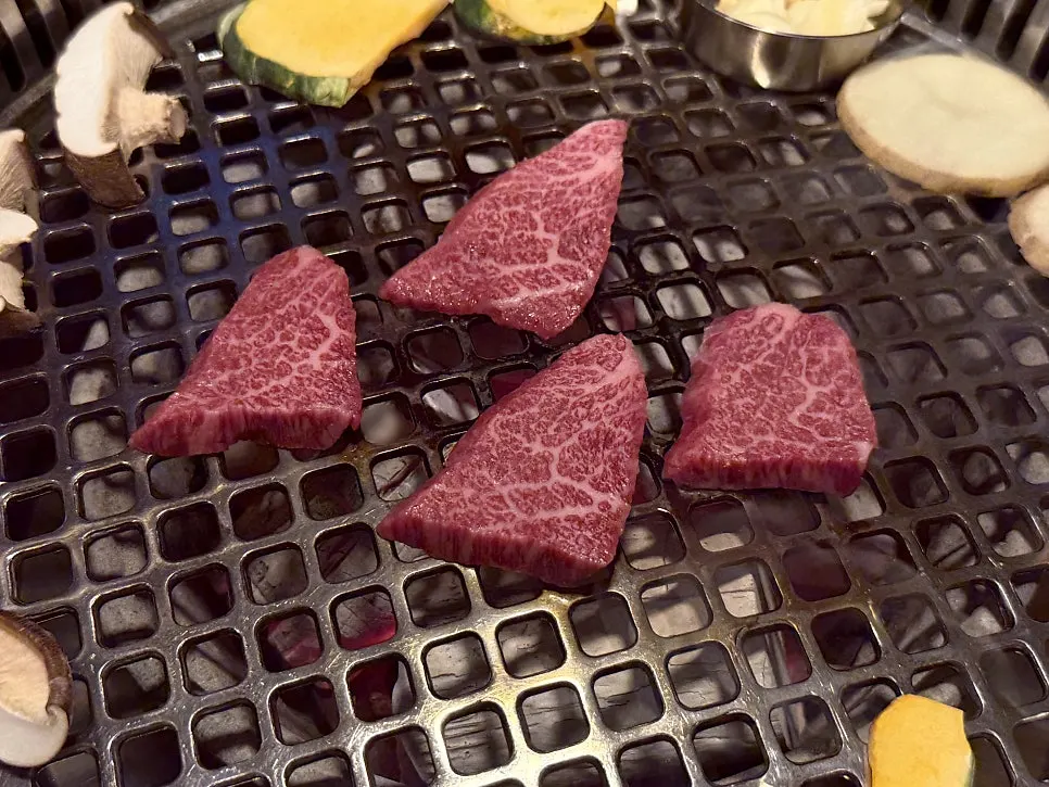 Rib cap grilling over binchotan charcoal