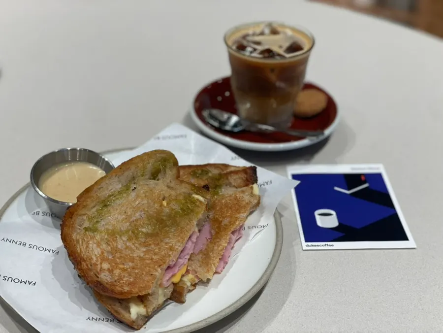 Ham and cheese toast and acai bowl