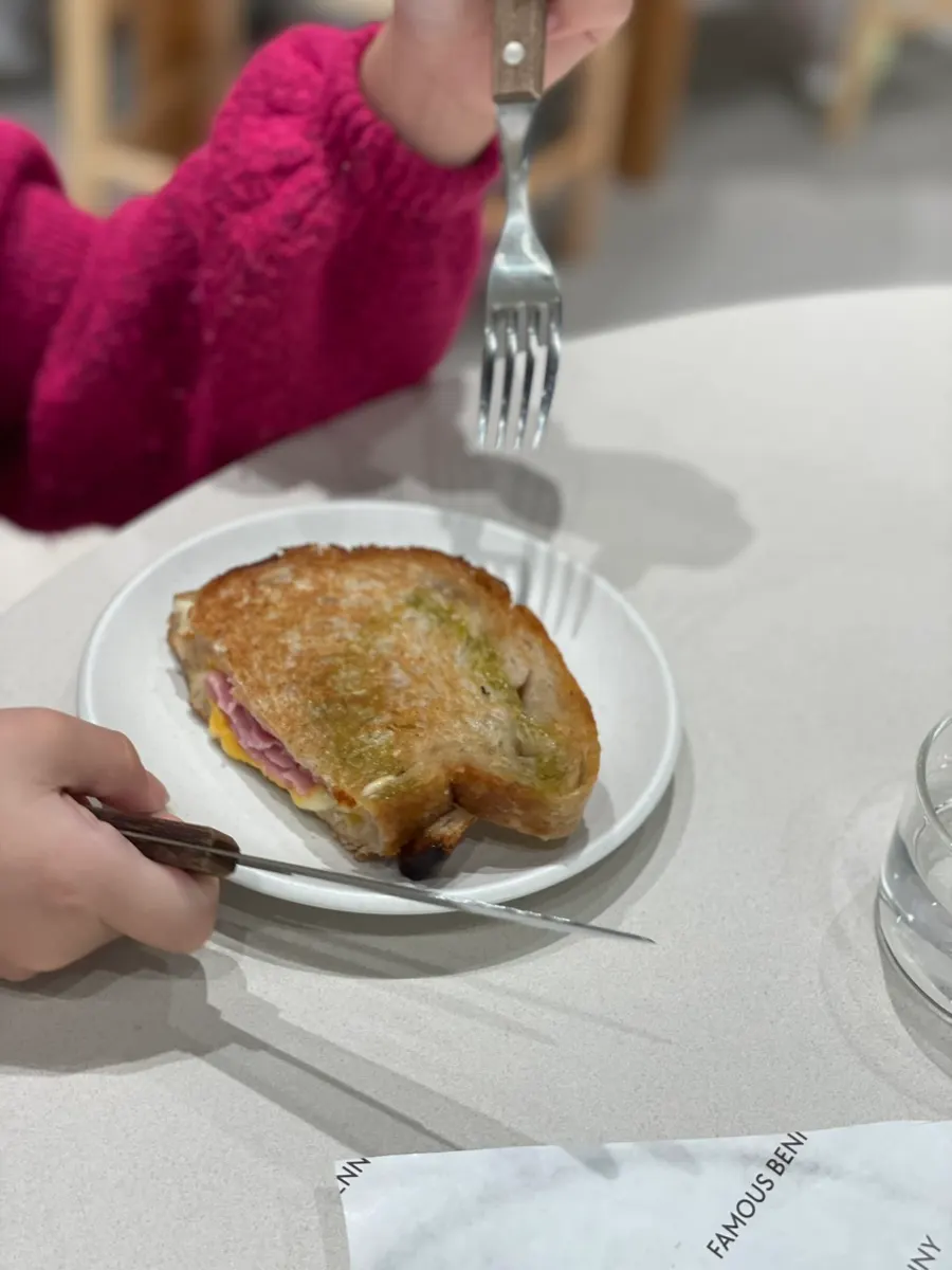 Ham and cheese toast with melted cheese