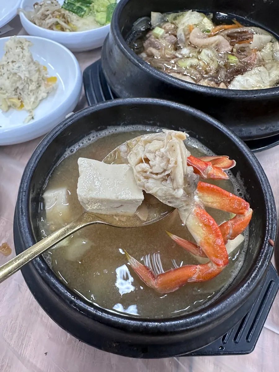 Fried tofu and kimchi pancake side dishes