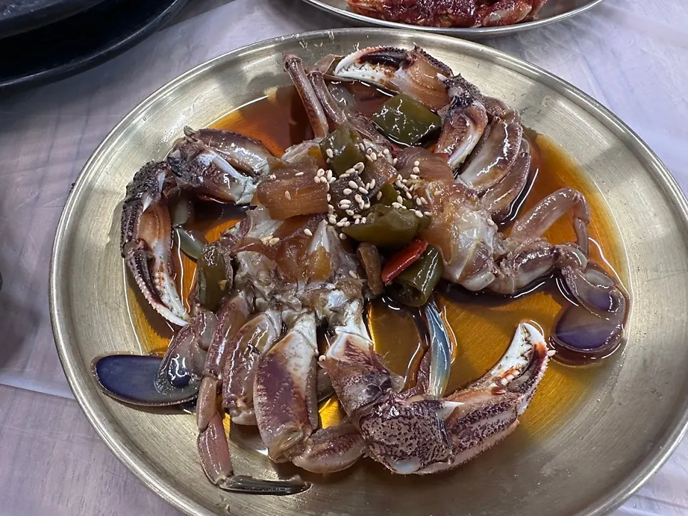 Doenjang jjigae with blue crab and soy-marinated bulgogi