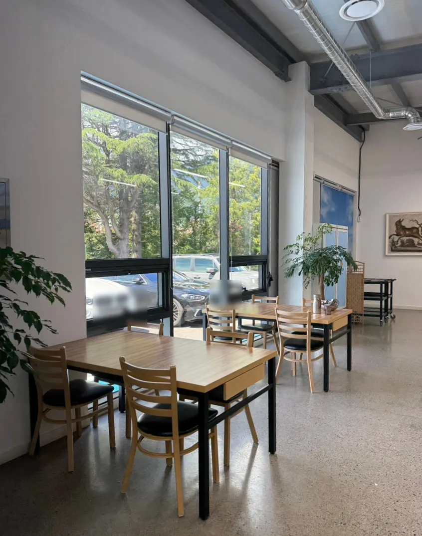 Comfortably spaced table seating
