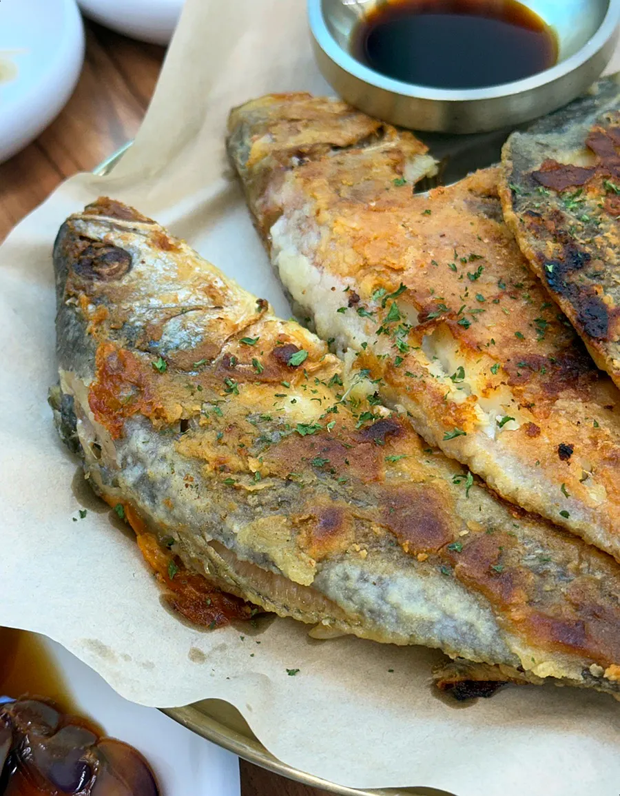 Golden-brown grilled fish
