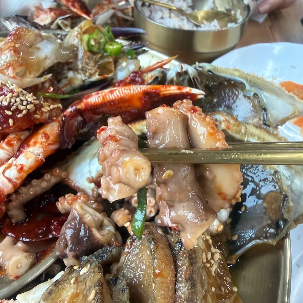 Plump shrimp jang with the shell already prepped