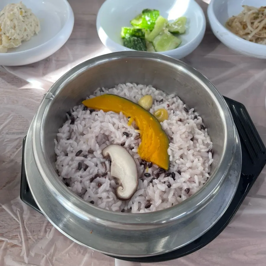 Nutrition pot rice with sweet pumpkin and beans