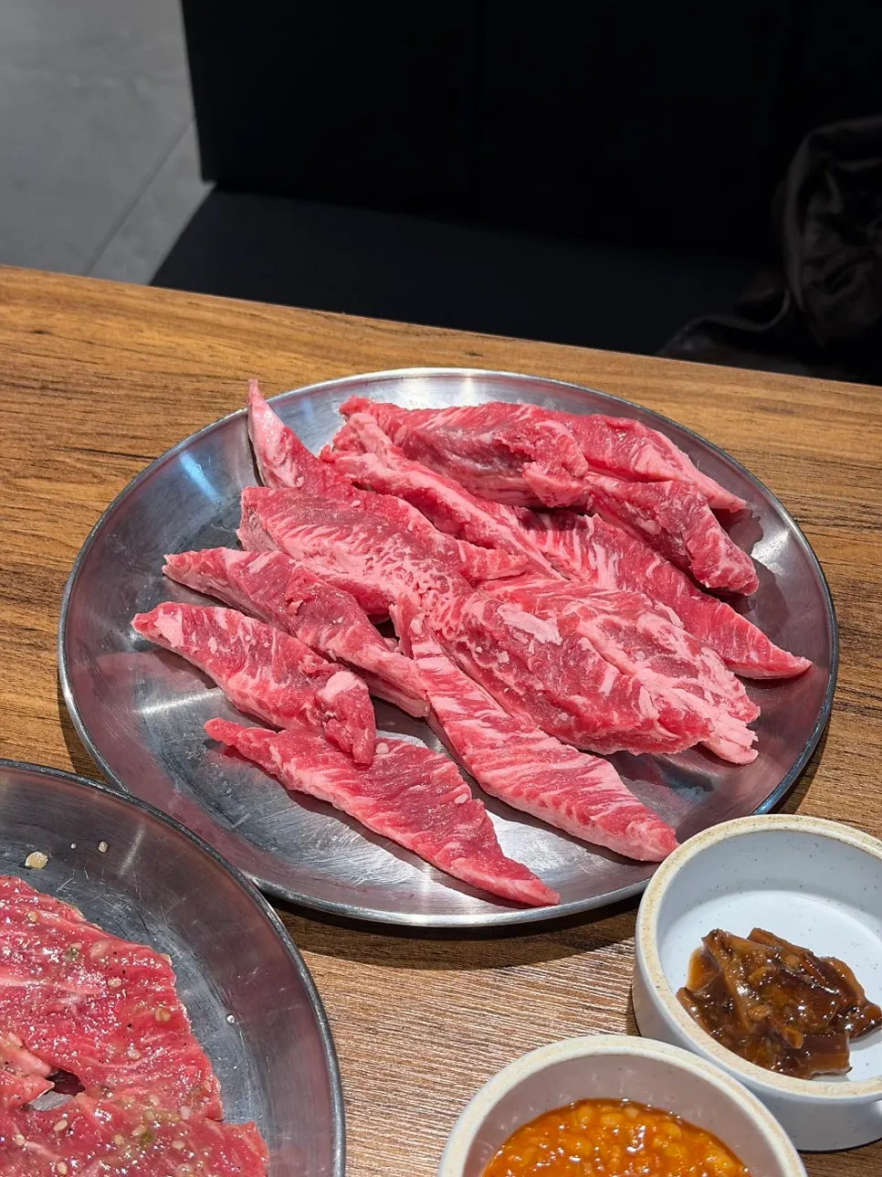 Aged galbisal grilling over charcoal
