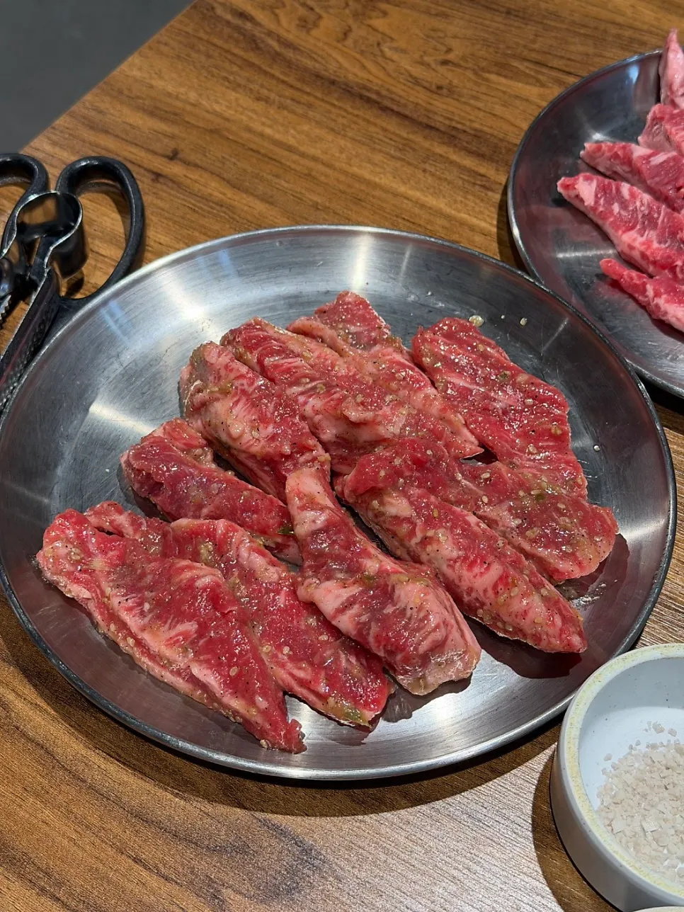 Marinated galbisal browning nicely on the grill