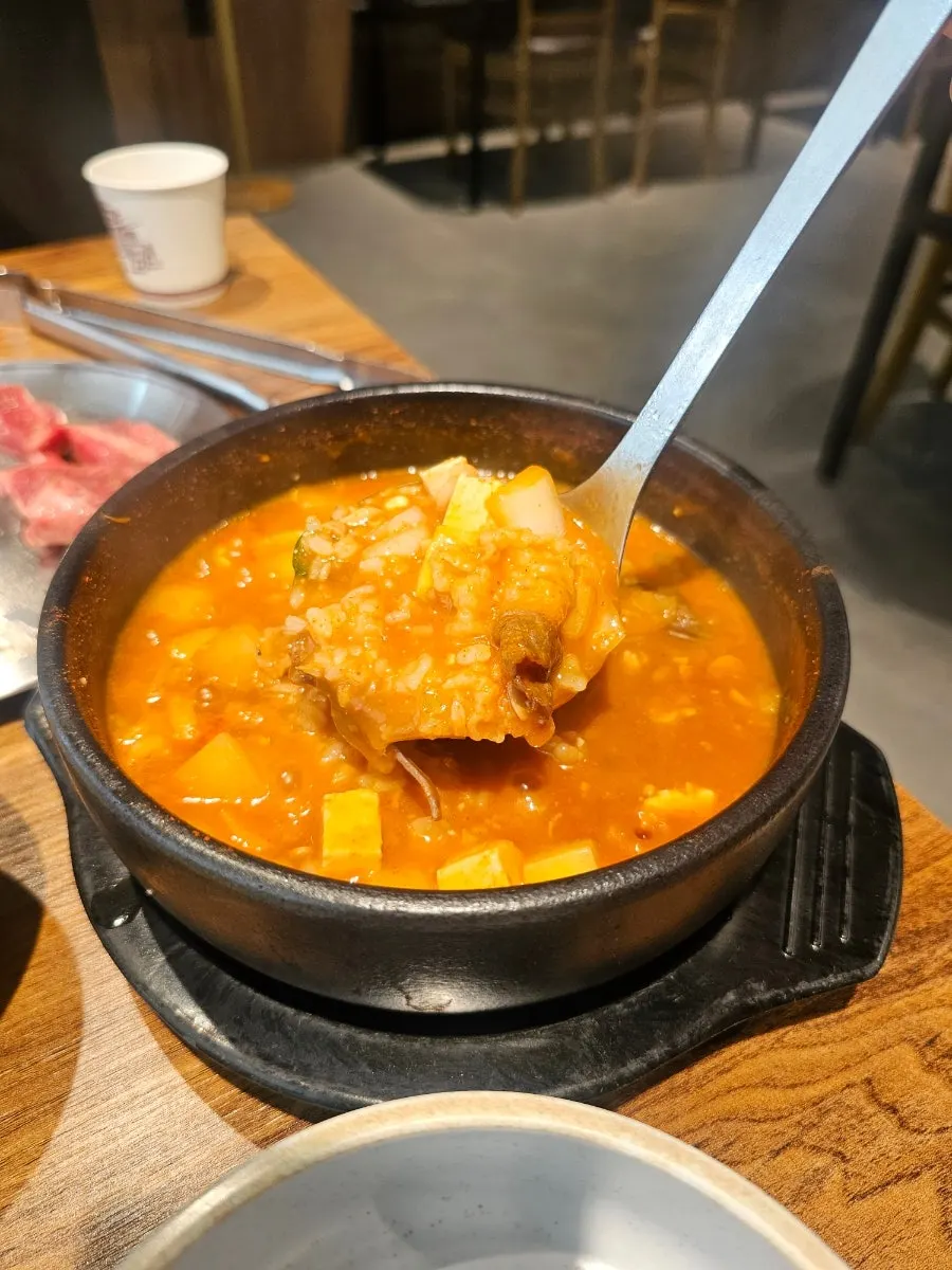 Cha-dol doenjang bap simmering and bubbling