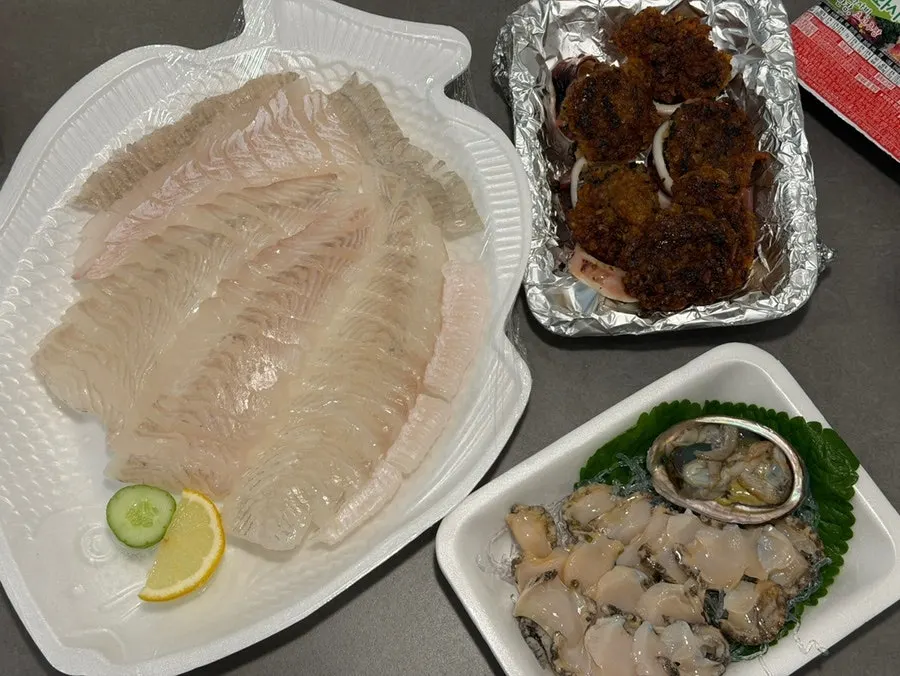Raw fish and seafood spread enjoyed at the accommodation