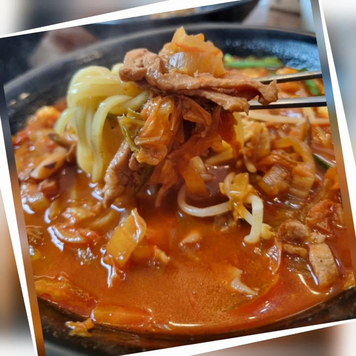 A bowl of chicken jjamppong at Dongne Oppa Dak Jjamppong in Yangyang
