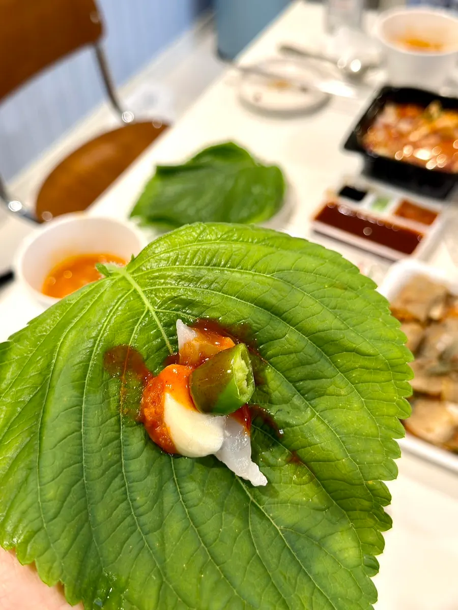 Lettuce, peppers, garlic, and house-made ssamjang for wrapping