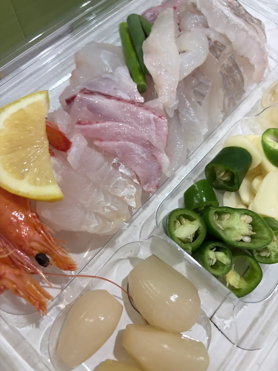 A full sashimi spread at the accommodation