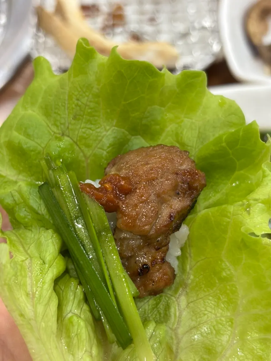 Lettuce wrap with marinated ribs