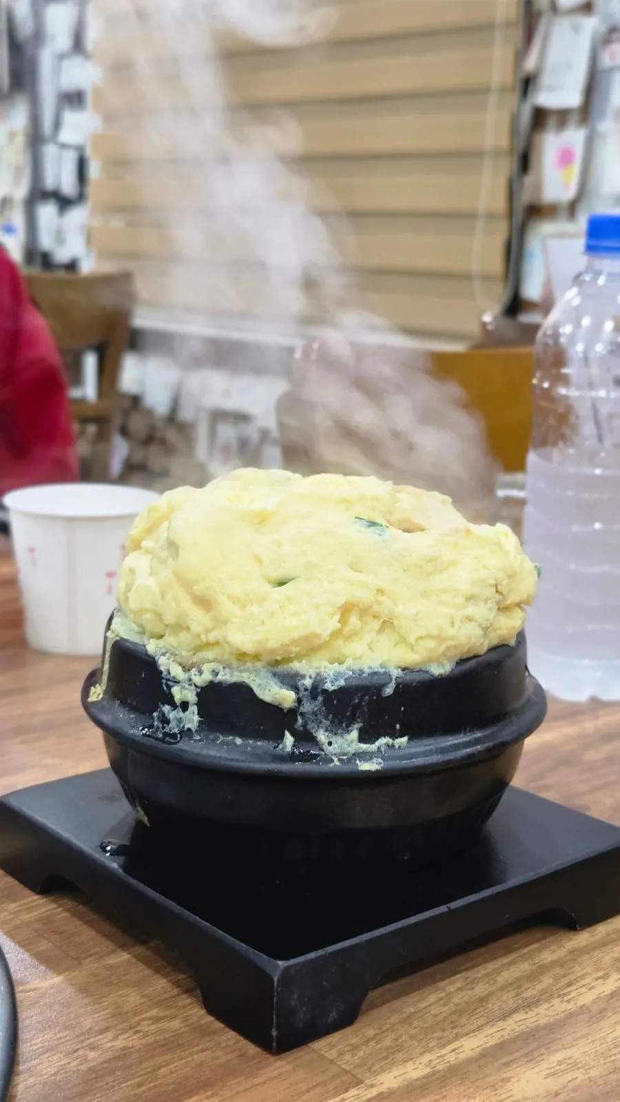 Close-up of the fluffy steamed egg