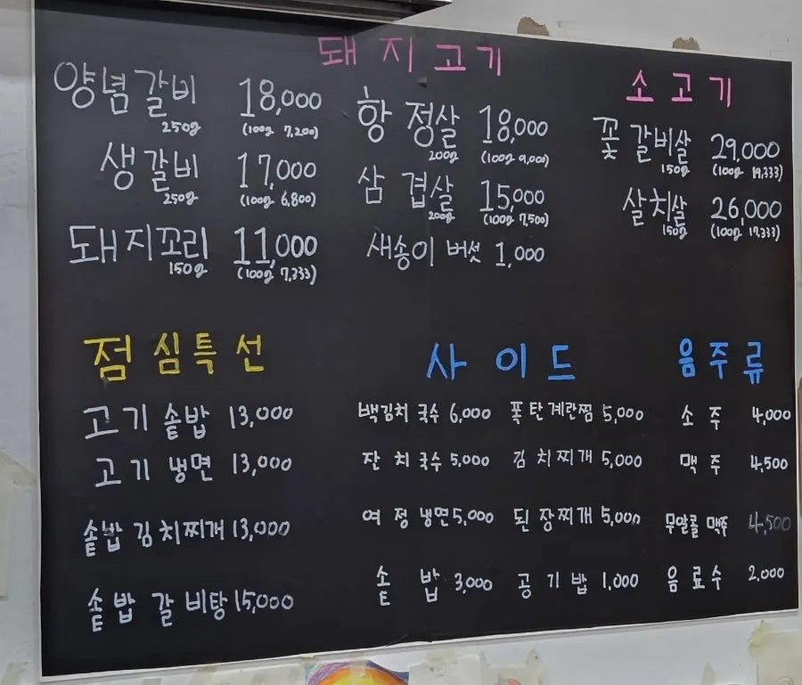 Yeoyejeong's interior and menu board