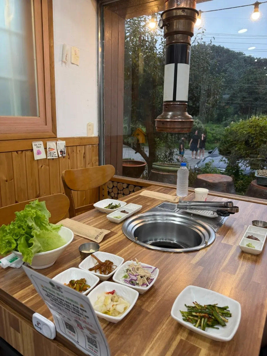 Garden view at Yeoyejeong with evening lights turned on