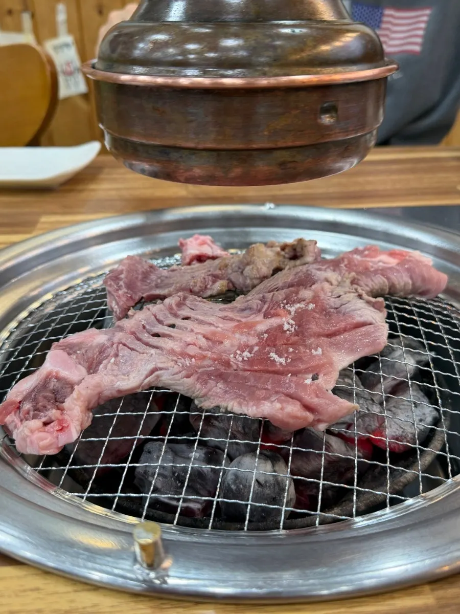 Salt-aged fresh pork ribs on a plate
