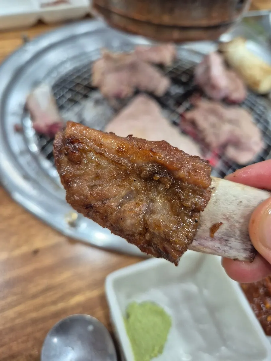 Marinated galbi wrapped in Kaipira lettuce