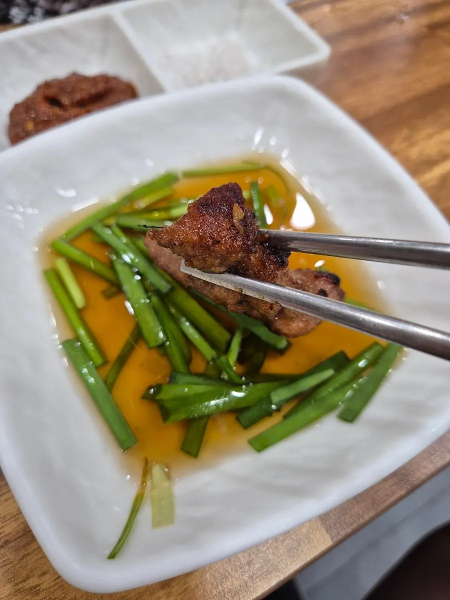 Grilled pine mushroom dipped in ssamjang sauce
