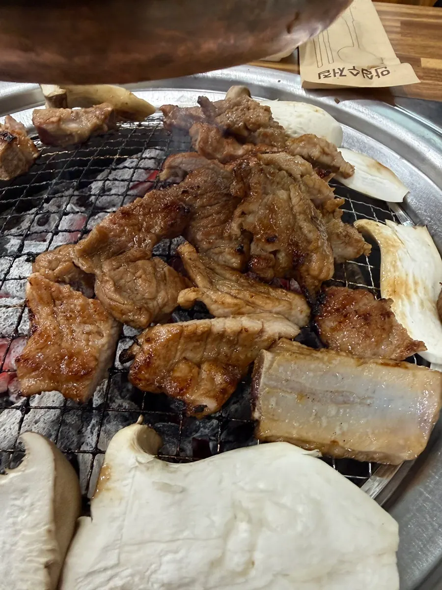 Marinated pork ribs grilled to a golden brown