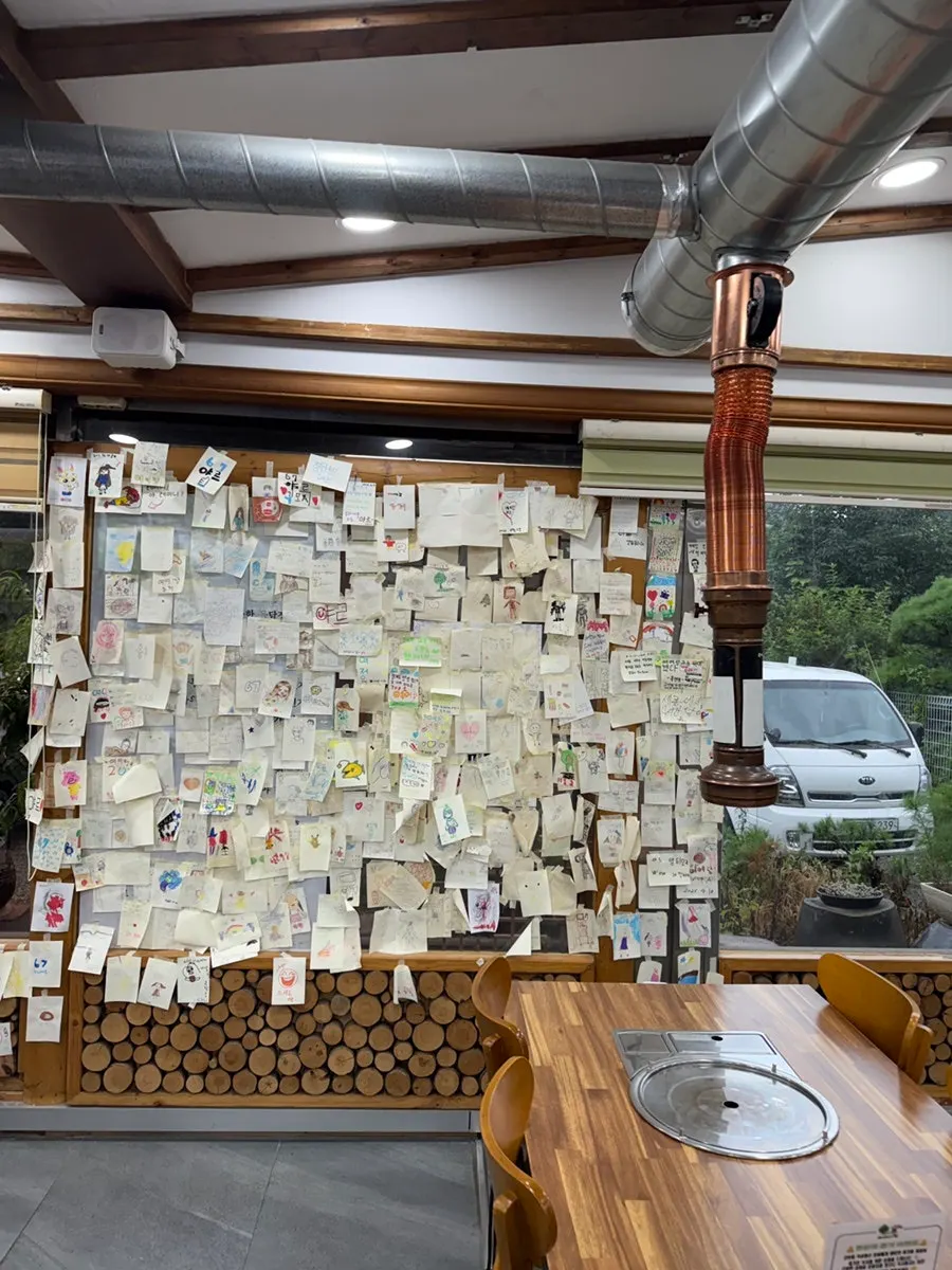 Wall at Yeoyejeong covered with kids' drawings
