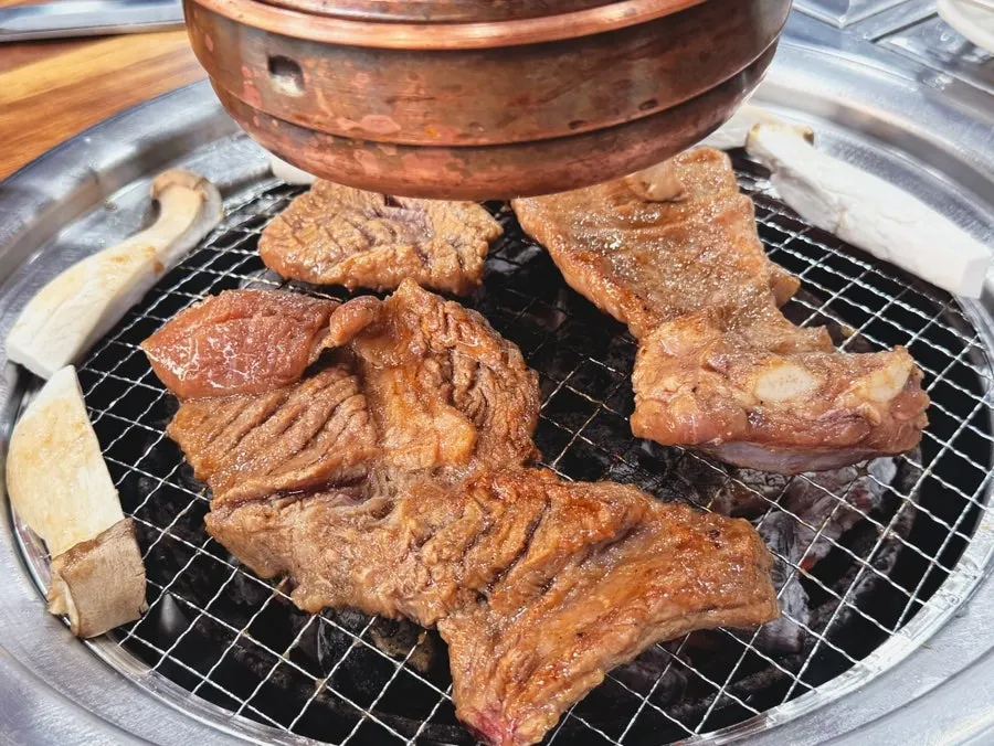 Ssamjang, salt and wasabi on the table