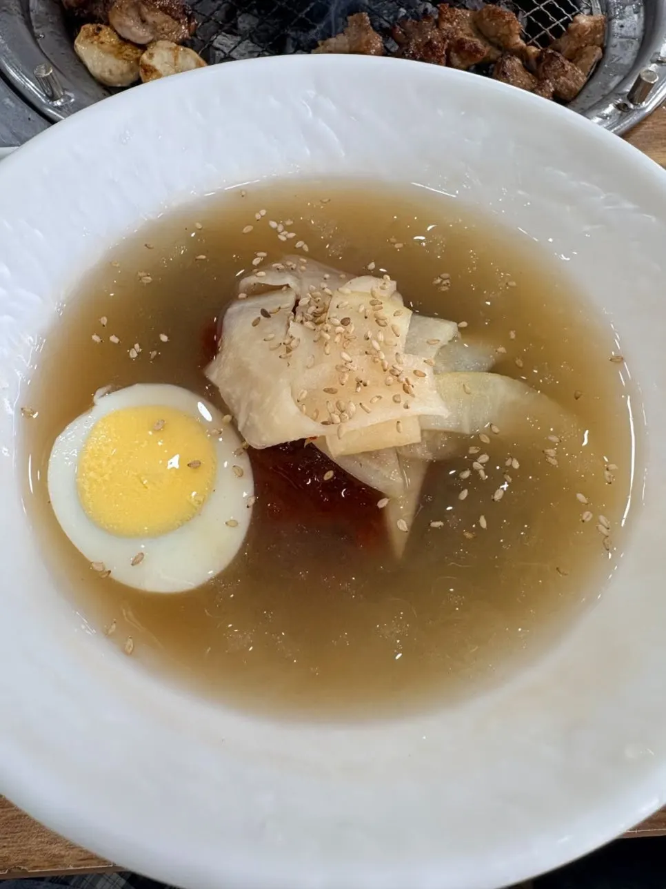 Yeoyejeong's mul naengmyeon with a slushy broth