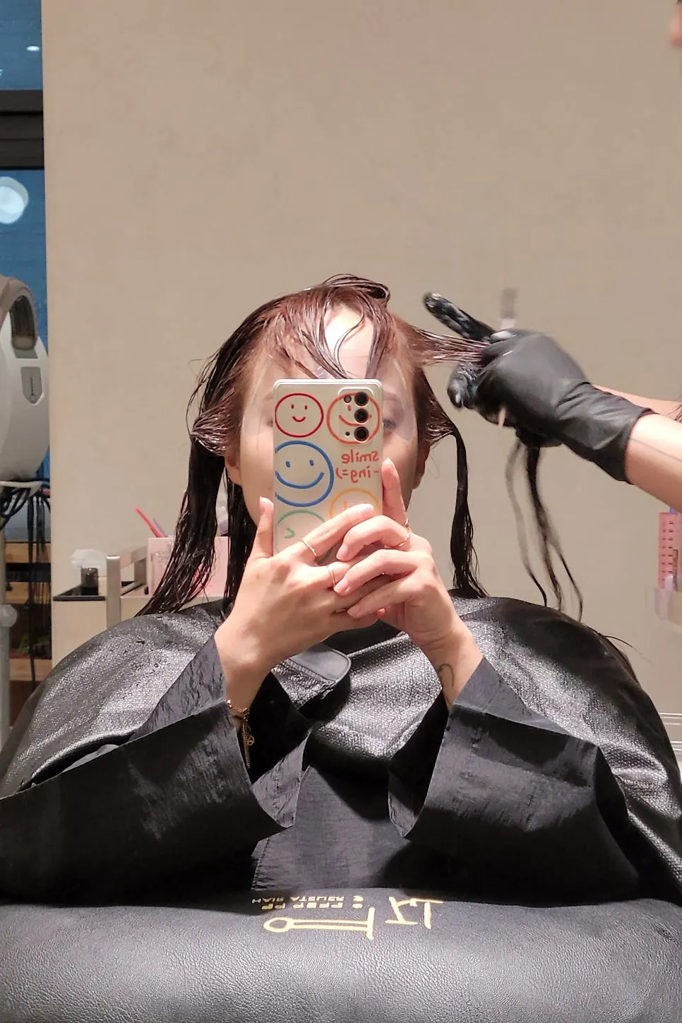 Ready for treatment with face guard on