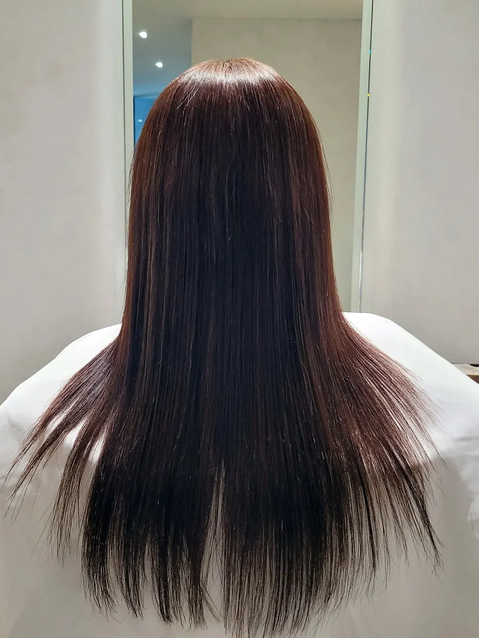 Curly hair before root straightening