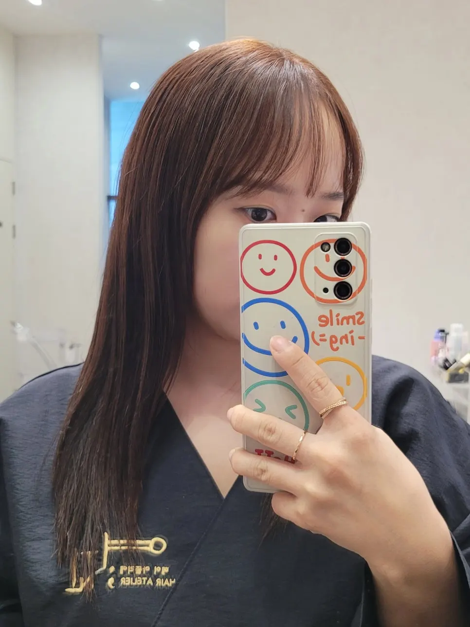 See-through bangs cut to suit the face shape