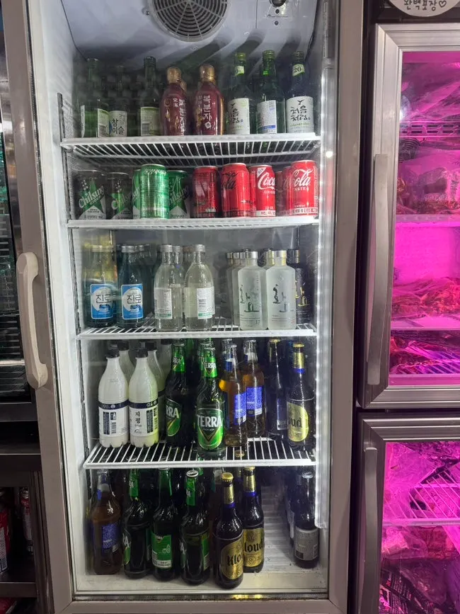 Refrigerator displaying aged meat
