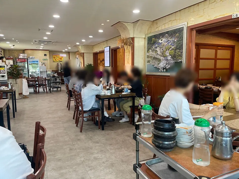 Restaurant interior with widely spaced tables