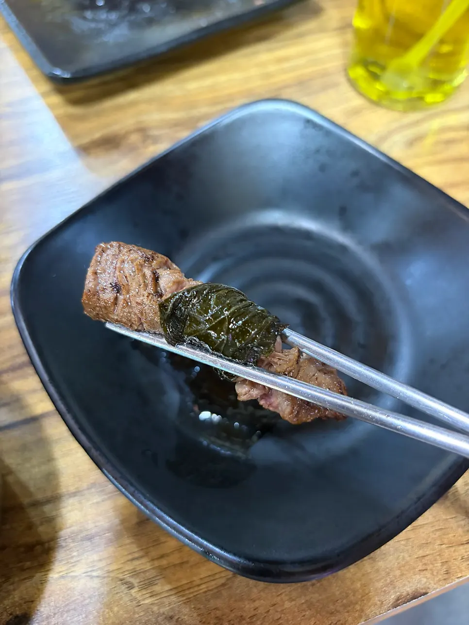다 구워진 한우안심 한 점