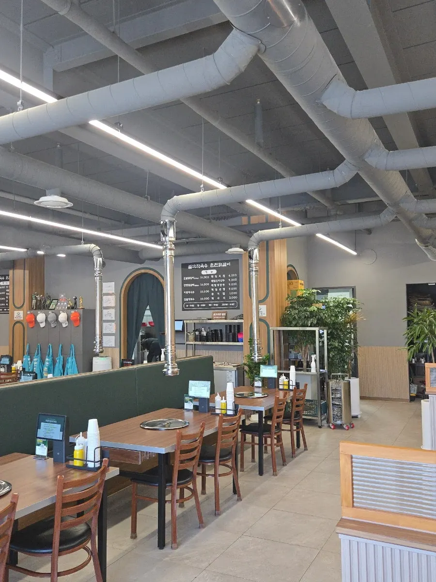 Restaurant interior with generously spaced tables