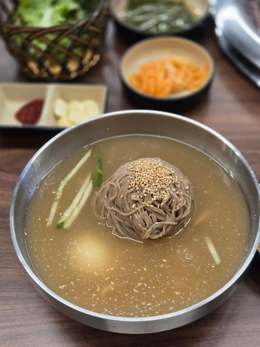 A bowl of nutty jatmul makguksu broth