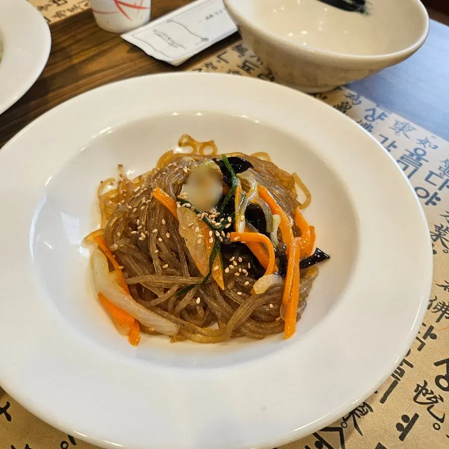 Table set with side dishes and mains at Nadeulmok Yeoju Ssalbap