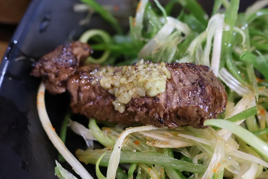 Hanwoo tenderloin served with Maldon salt and wasabi