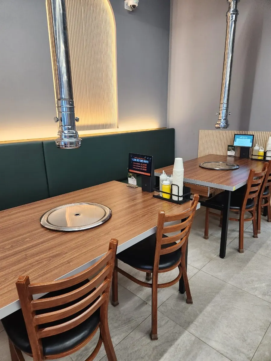 Seating area with ambient lighting on