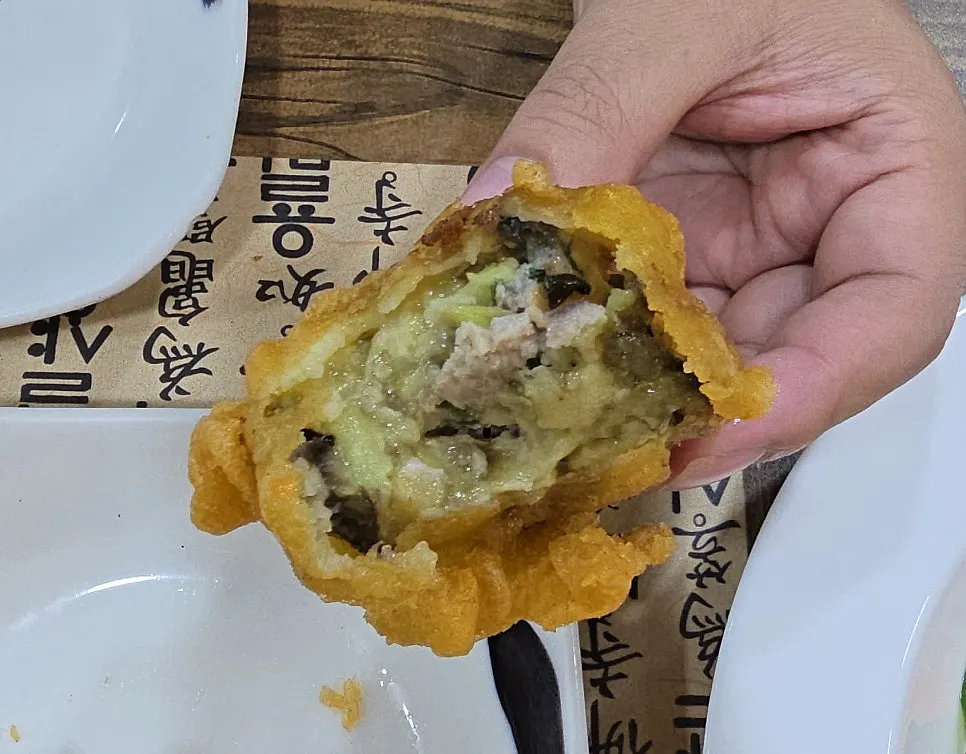 Plate of fried eggplant stuffed with meat filling