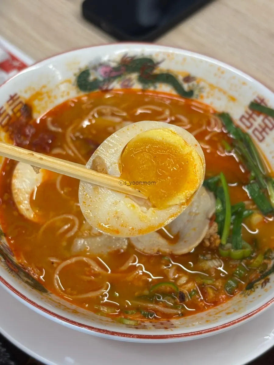 Taiwan ramen topped with chashu and a soft-boiled egg