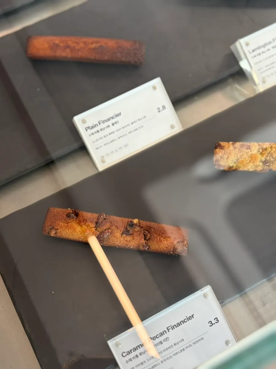 Handmade financiers on display