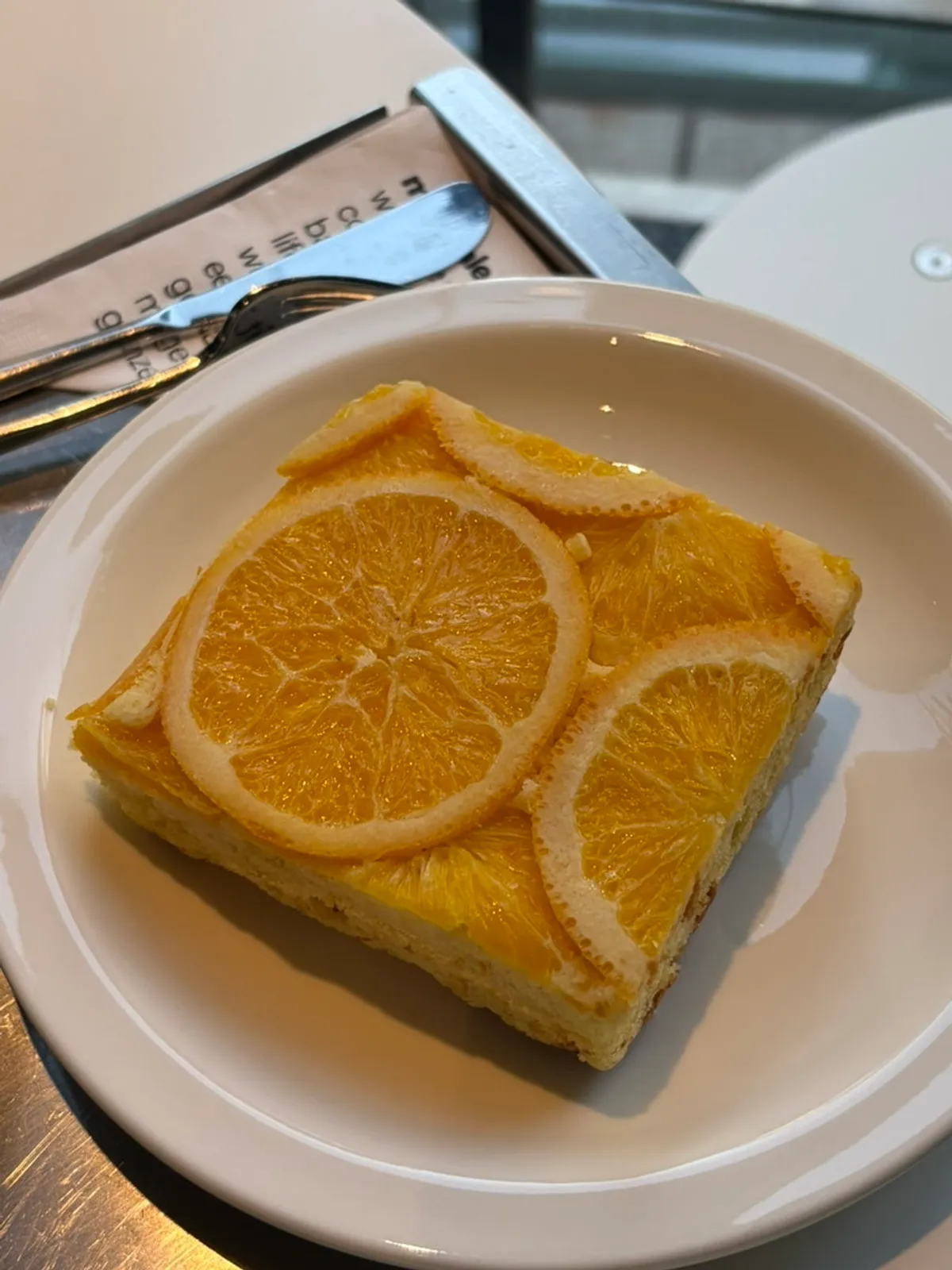 A slice of orange pound cake