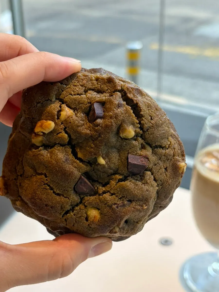 Thick matcha chocolate chip levain cookie