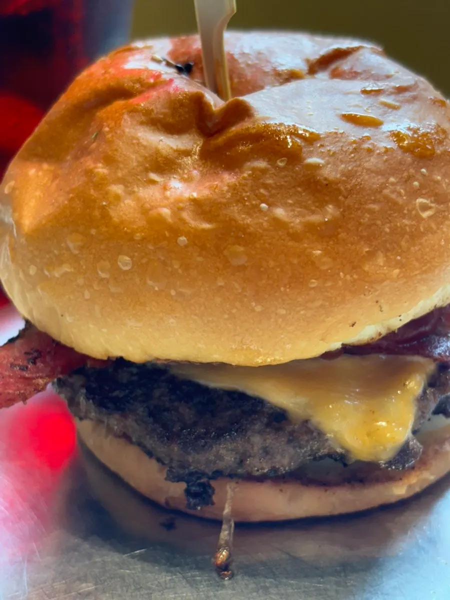 Burger with onion and tomato