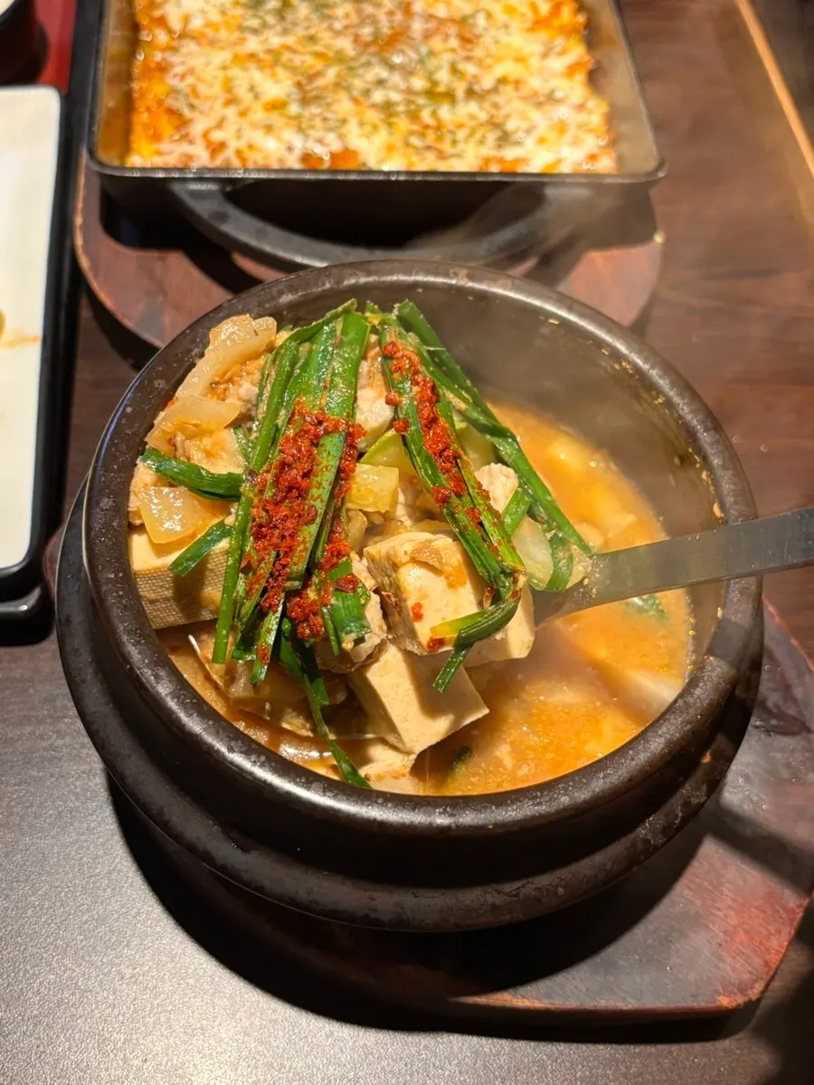 Pork intestine doenjang stew filled with pork