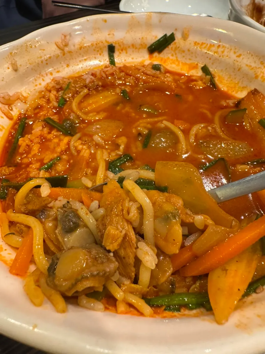 Close-up of the jjamppong bowl