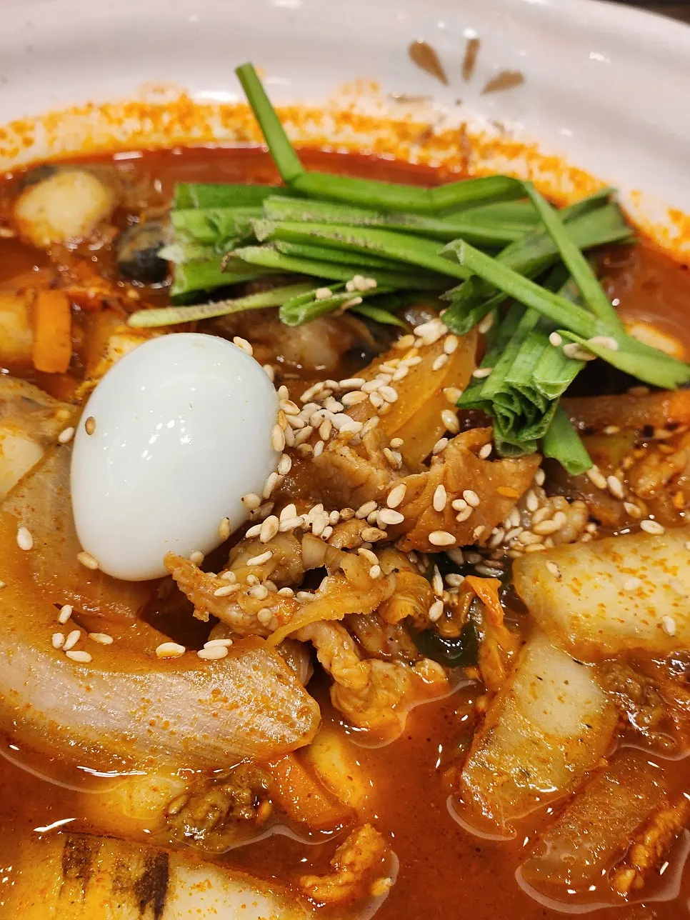 Jjamppong loaded with ingredients